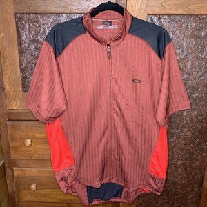 Oakley Cycling Jersey Mens Full Zip Rear 3 Gear pockets Sz XL Burgandy/Black EUC